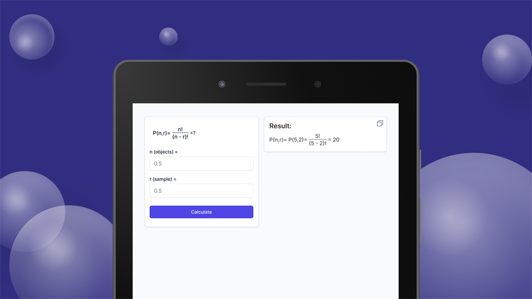 Permutations Calculator ภาพหน้าจอ 1