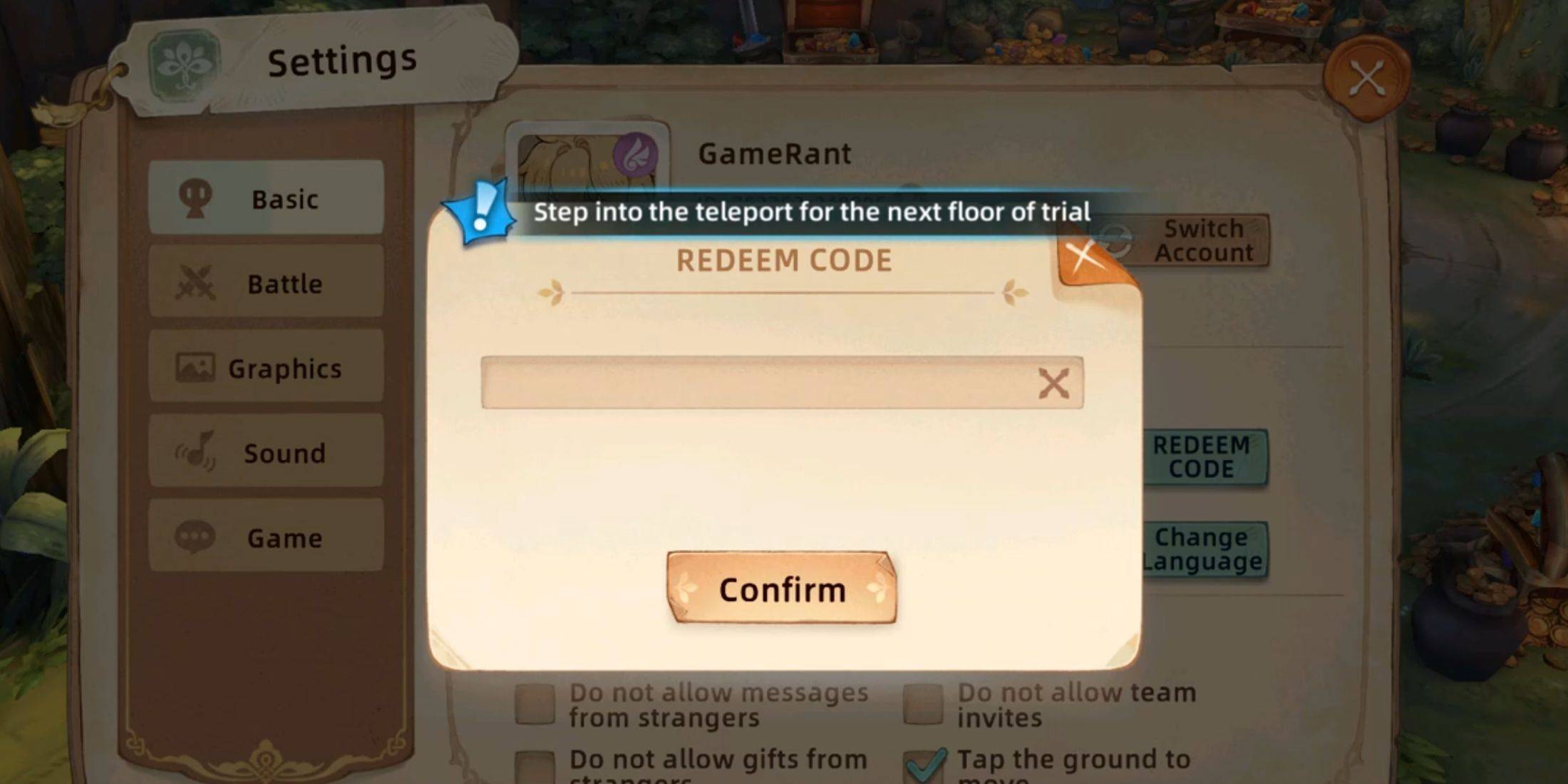 Afbeelding: Code Redemption Interface