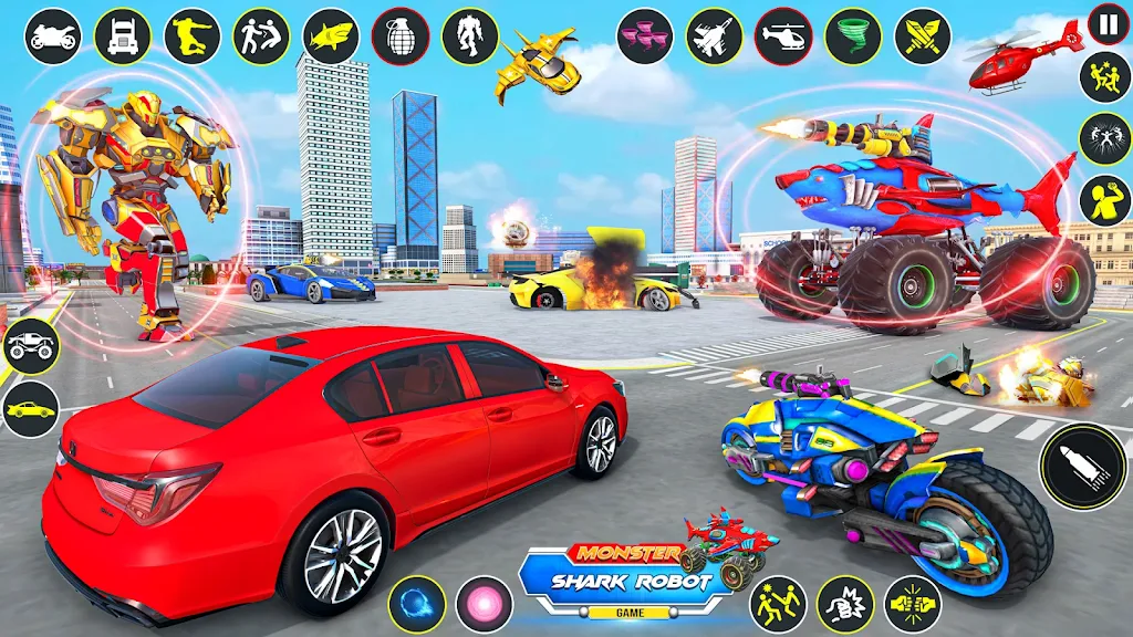 Monster Truck Robot Shark Game ဖန်သားပြင်ဓာတ်ပုံ 0