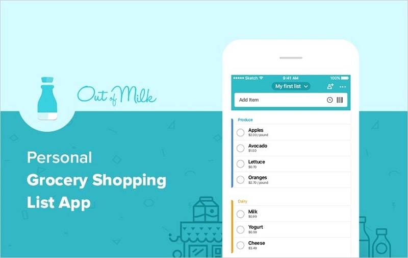 Grocery List App - Out of Milk स्क्रीनशॉट 0