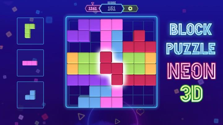 Block Neon 3D : Disco Puzzle Schermafbeelding 0