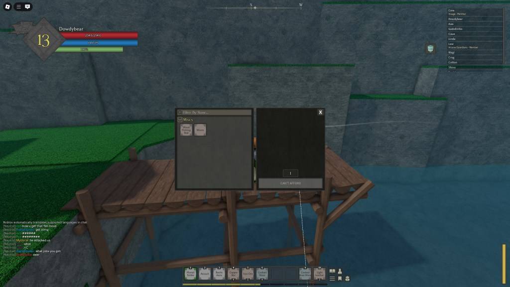 Player purchasing fishing supplies