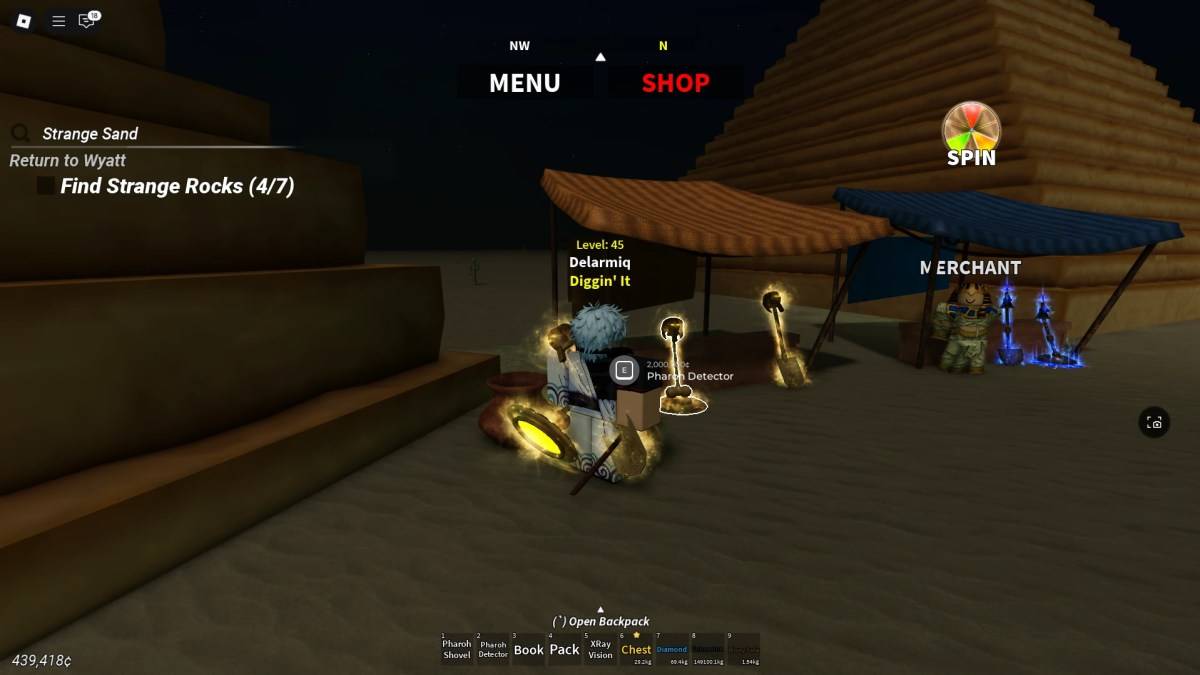 Ubicación del Mercader de la Pirámide en Desert Detectors