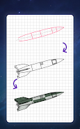 How to draw rockets by steps Скриншот 2