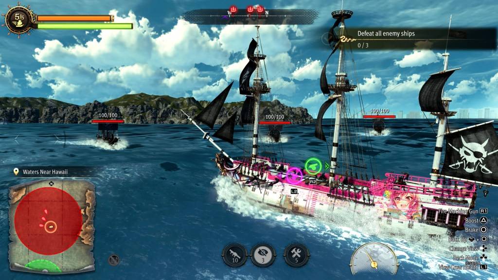 Combattimento navale in Like A Dragon: Pirate Yakuza alle Hawaii