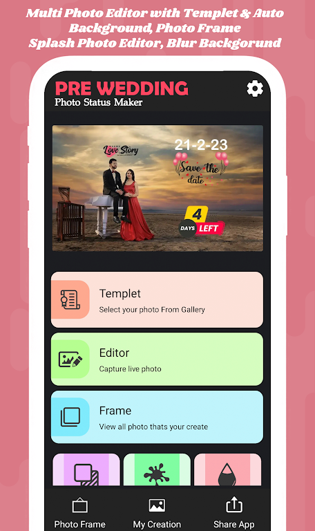 Pre Wedding Photo Editor Ảnh chụp màn hình 0