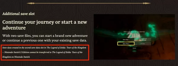 Parece a lenda de Zelda: as lágrimas do reino apoiarão as salvamentos em nuvem, afinal