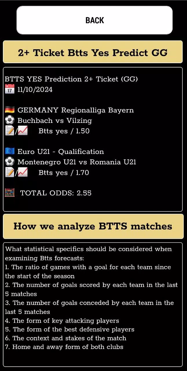 Btts predictions gg/ng Screenshot 1