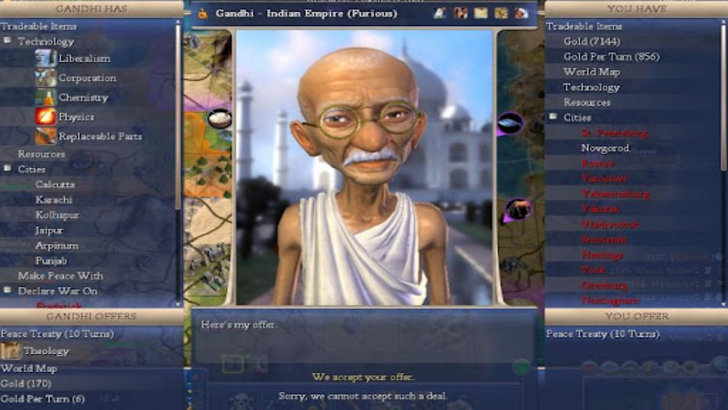 Civ 7 Won't Have Gandhi to Go Nuclear, But Did He Ever?