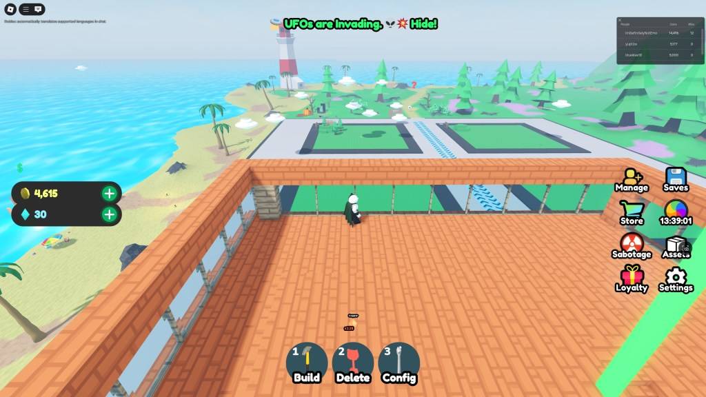 Игрок Basic Defense смотрит на НЛО в небе