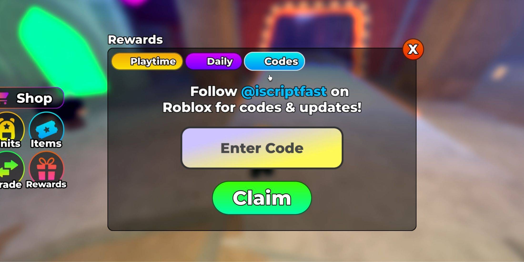 Image: Horror Tower Defense Code Redemption Interface