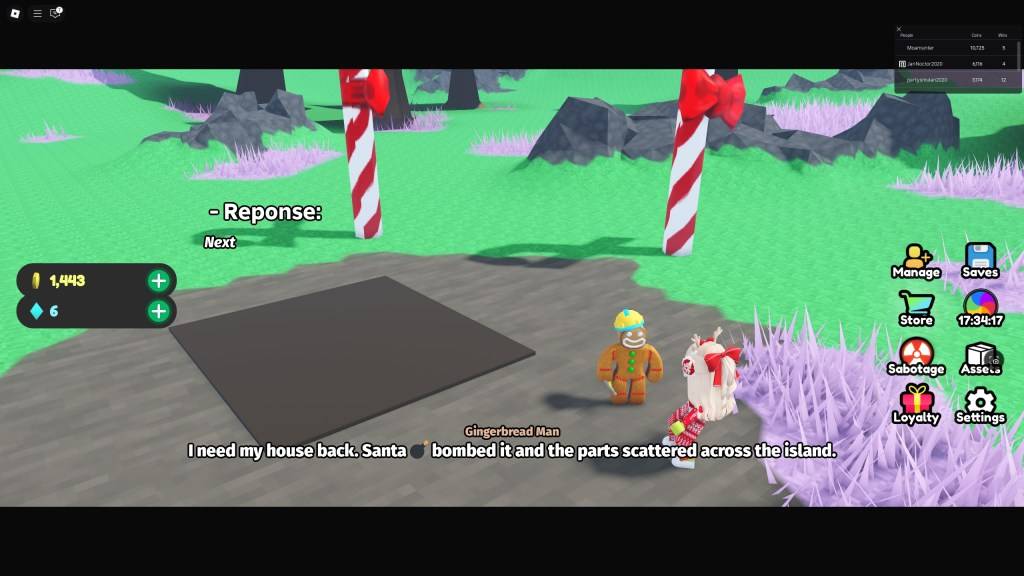 Игрок Basic Defense разговаривает с Дедом Морозом