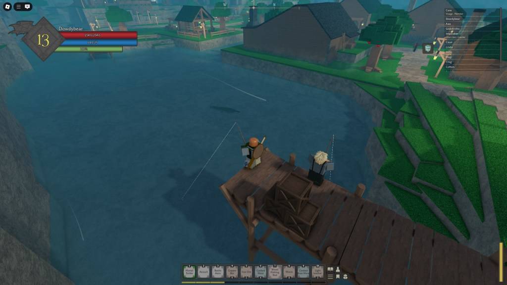 Simon the Fisherman assisting a player fishing