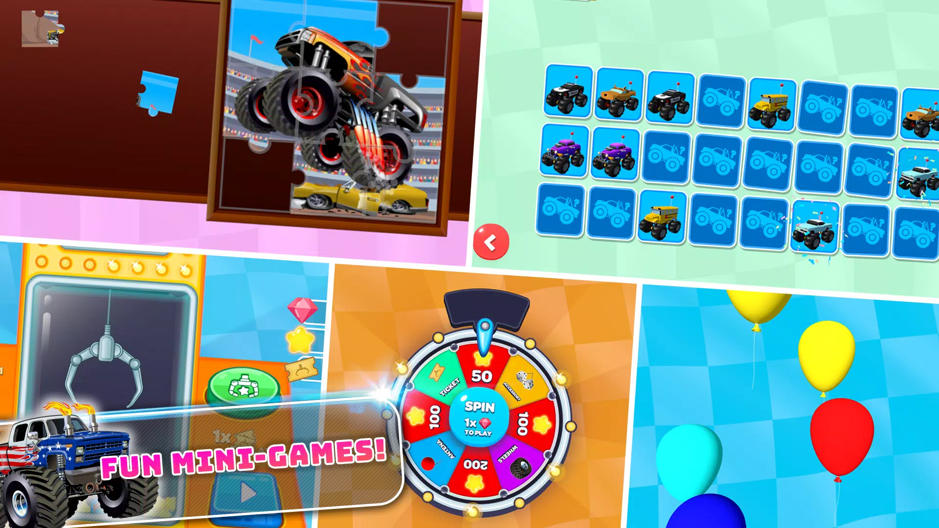 Monster Trucks Kids Race Game Скриншот 3