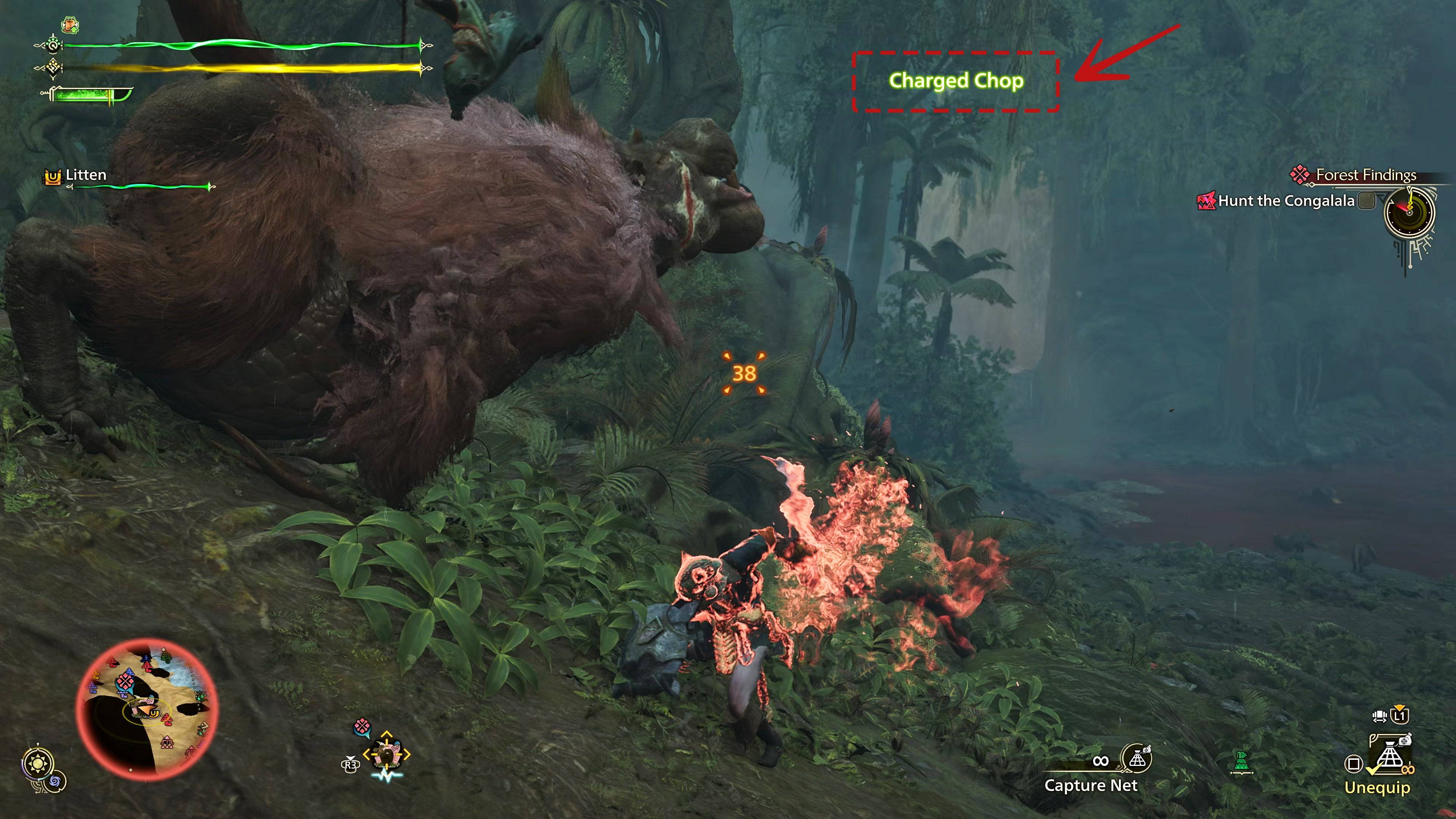 Monster Hunter Wilds Hud, saldırı isimlerini sergiliyor