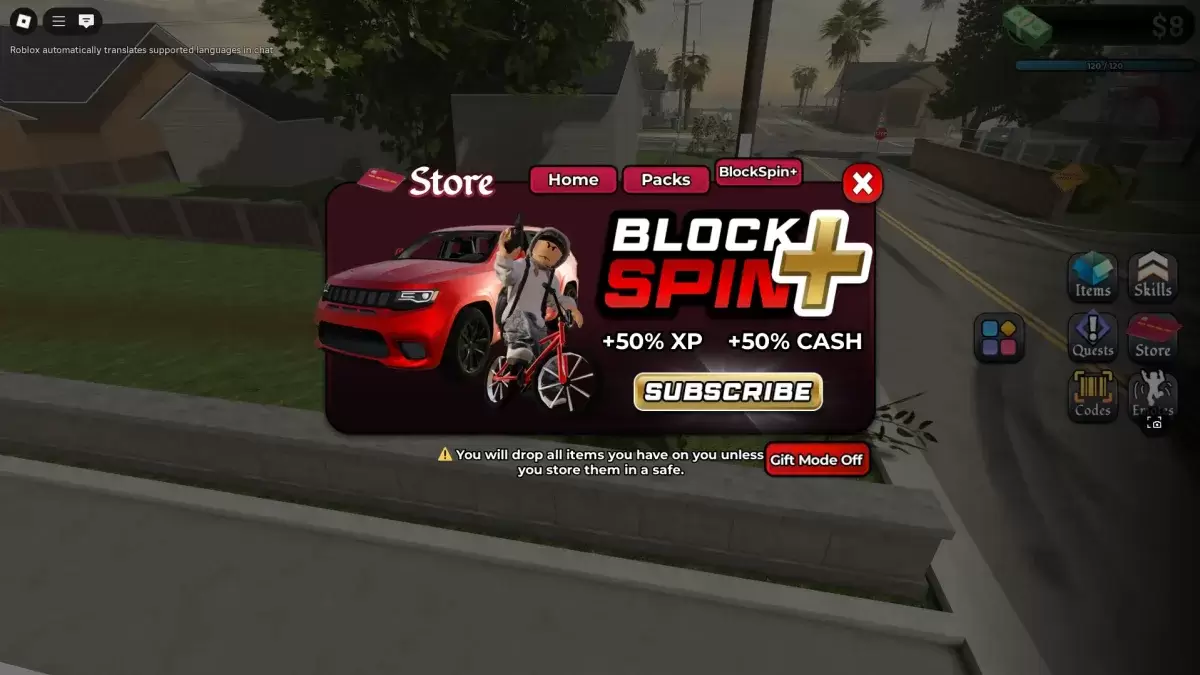 Storeメニューと対話するプレイヤーがBlockspin Plus BattlePassを取得します