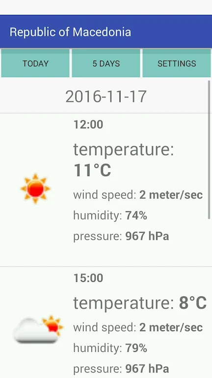 Republic of Macedonia Weather Captura de tela 0