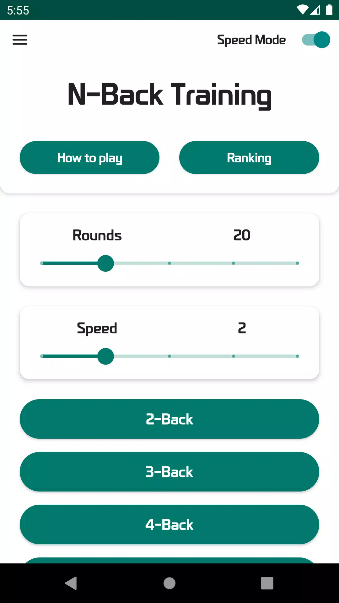 Schermata N-Back - Brain Training 1