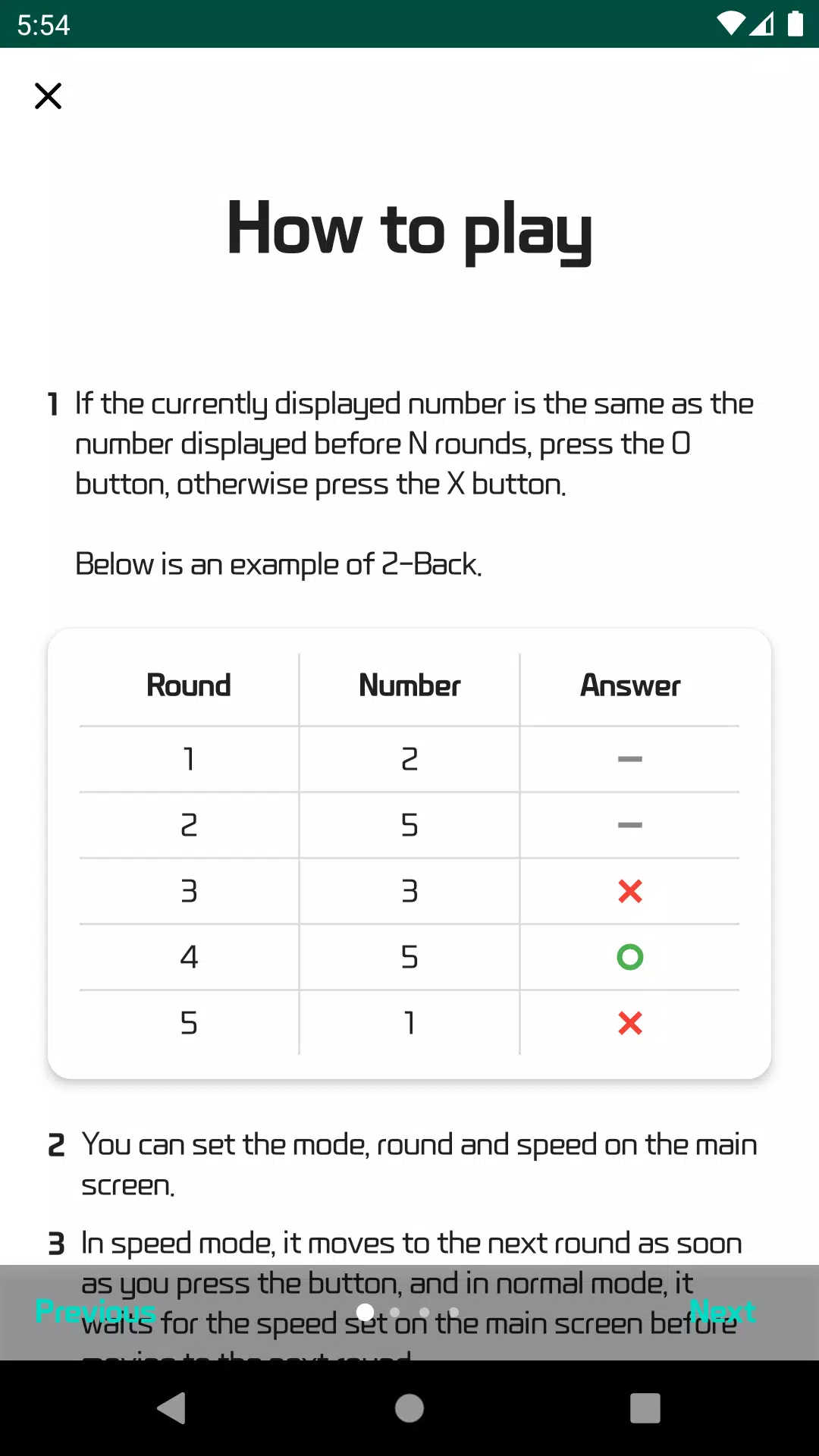 Schermata N-Back - Brain Training 0